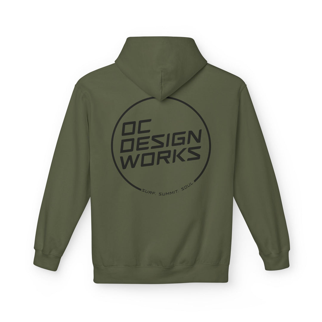 Heritage Hoodie — Black Line Logo - Hoodie - Military Green - OC Designworks