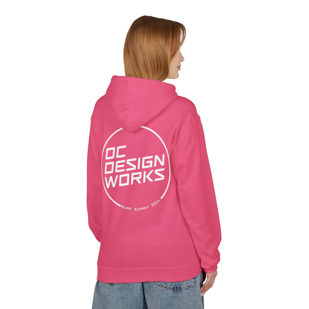 Heritage Hoodie — White Line Logo - Hoodie - Pink Lemonade - OC Designworks