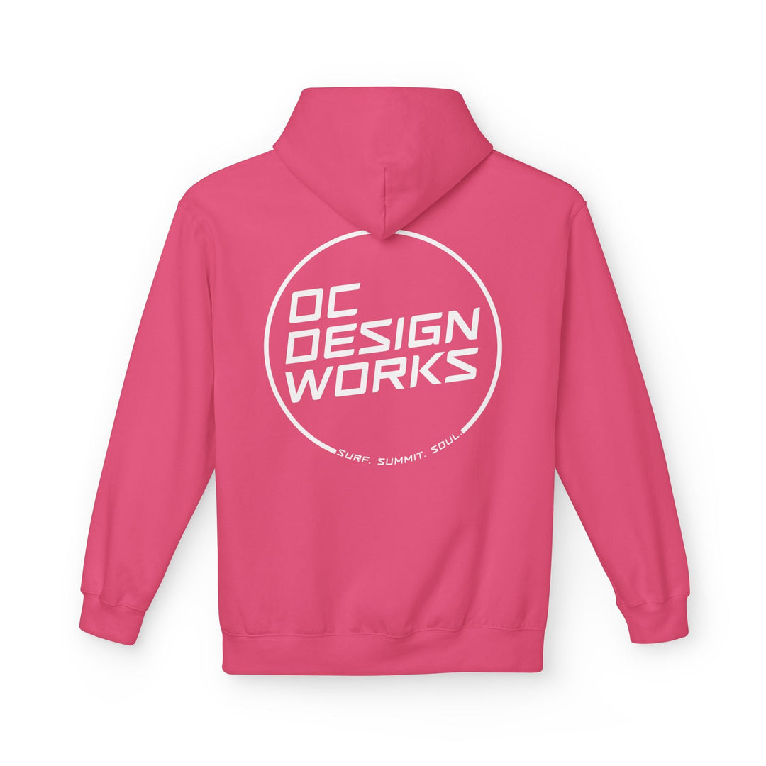 Heritage Hoodie — White Line Logo - Hoodie - Pink Lemonade - OC Designworks