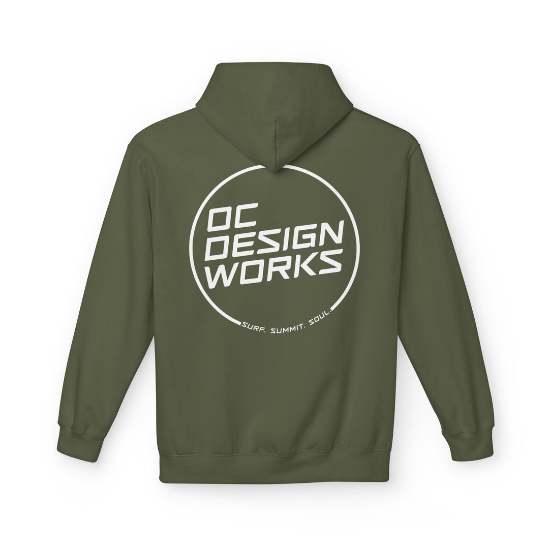 Heritage Hoodie — White Line Logo - Hoodie - Military Green - OC Designworks