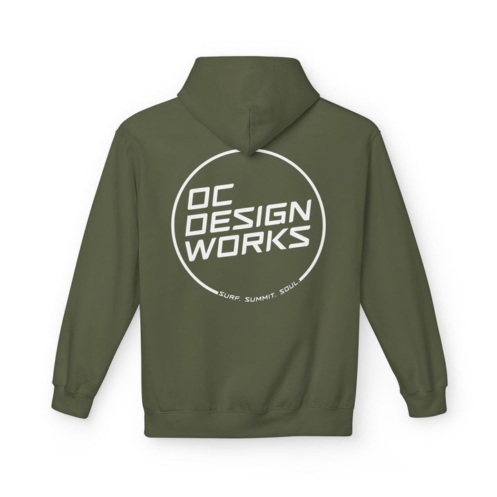 Heritage Hoodie — White Line Logo - Hoodie - Military Green - OC Designworks