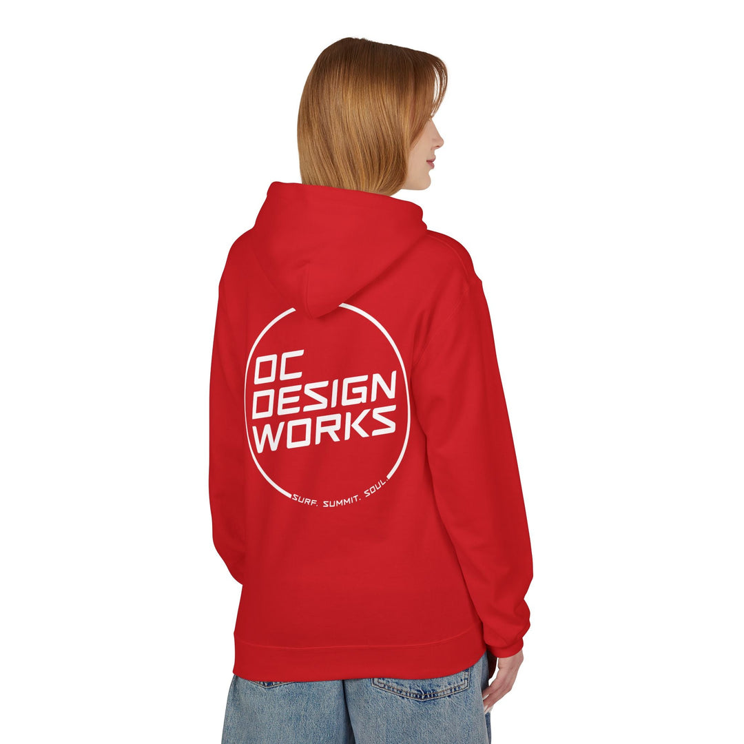 Heritage Hoodie — White Line Logo - Hoodie - Red - OC Designworks