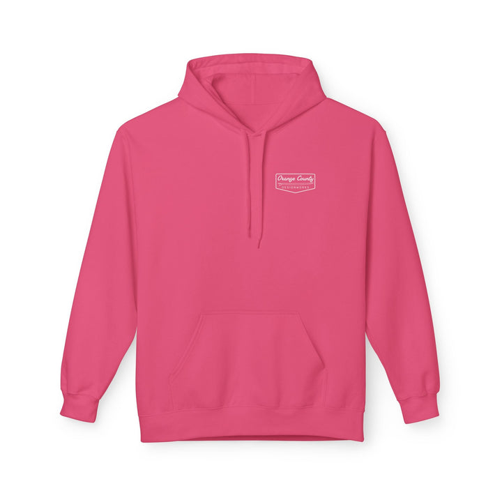 Heritage Hoodie — White Vintage Surf Logo - Hoodie - Pink Lemonade - OC Designworks