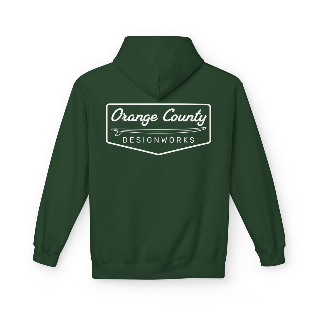 Heritage Hoodie — White Vintage Surf Logo - Hoodie - Forest Green - OC Designworks