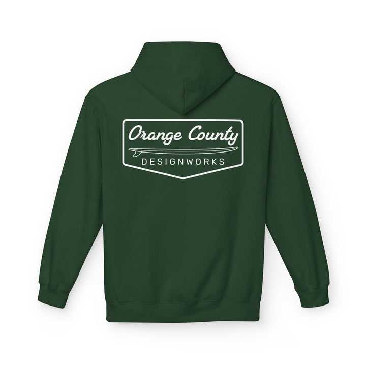 Heritage Hoodie — White Vintage Surf Logo - Hoodie - Forest Green - OC Designworks