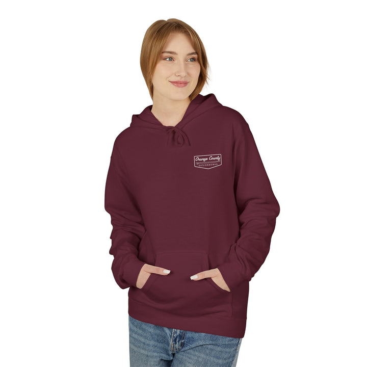 Heritage Hoodie — White Vintage Surf Logo - Hoodie - Maroon - OC Designworks