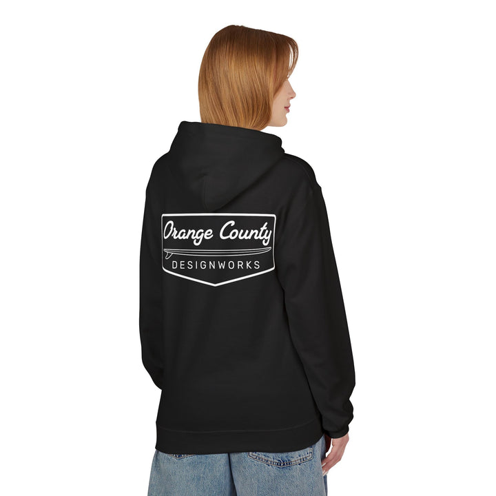 Heritage Hoodie — White Vintage Surf Logo - Hoodie - Black - OC Designworks