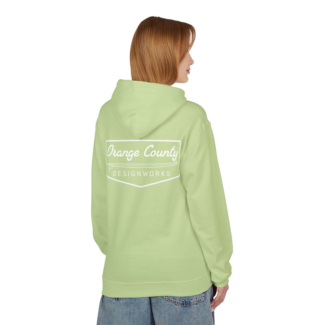 Heritage Hoodie — White Vintage Surf Logo - Hoodie - Pistachio - OC Designworks