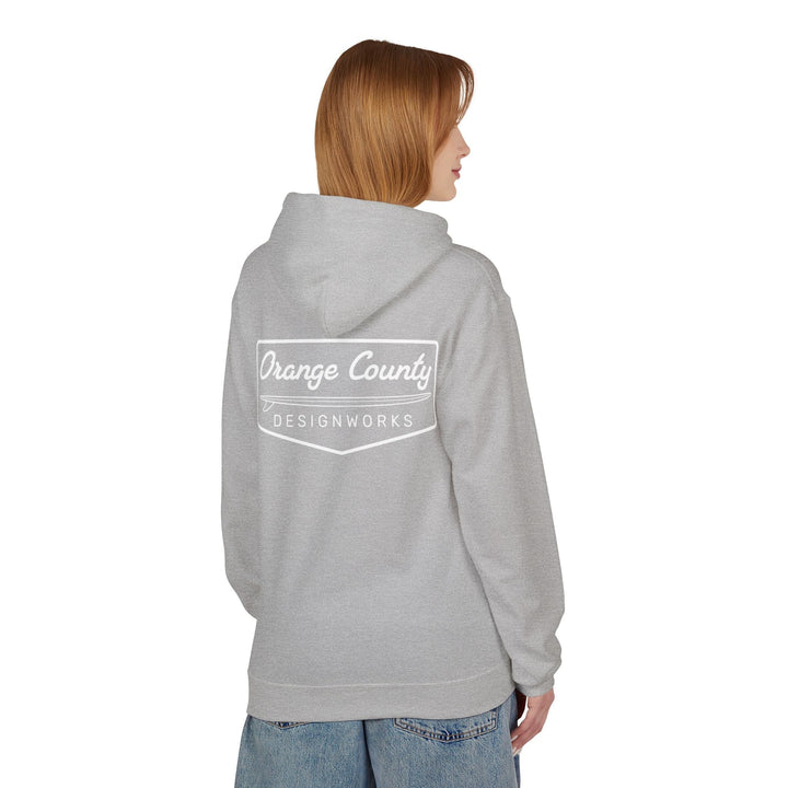 Heritage Hoodie — White Vintage Surf Logo - Hoodie - Sport Grey - OC Designworks