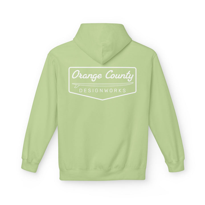 Heritage Hoodie — White Vintage Surf Logo - Hoodie - Pistachio - OC Designworks