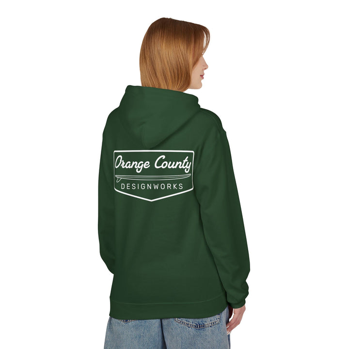 Heritage Hoodie — White Vintage Surf Logo - Hoodie - Forest Green - OC Designworks