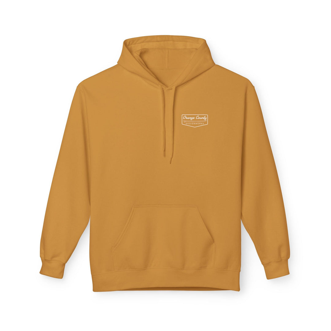 Heritage Hoodie — White Vintage Surf Logo - Hoodie - Mustard - OC Designworks
