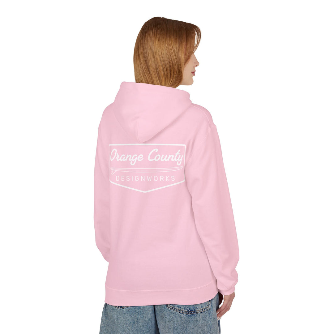 Heritage Hoodie — White Vintage Surf Logo - Hoodie - Light Pink - OC Designworks
