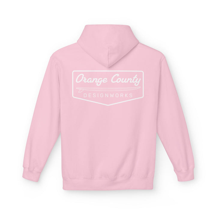 Heritage Hoodie — White Vintage Surf Logo - Hoodie - Light Pink - OC Designworks