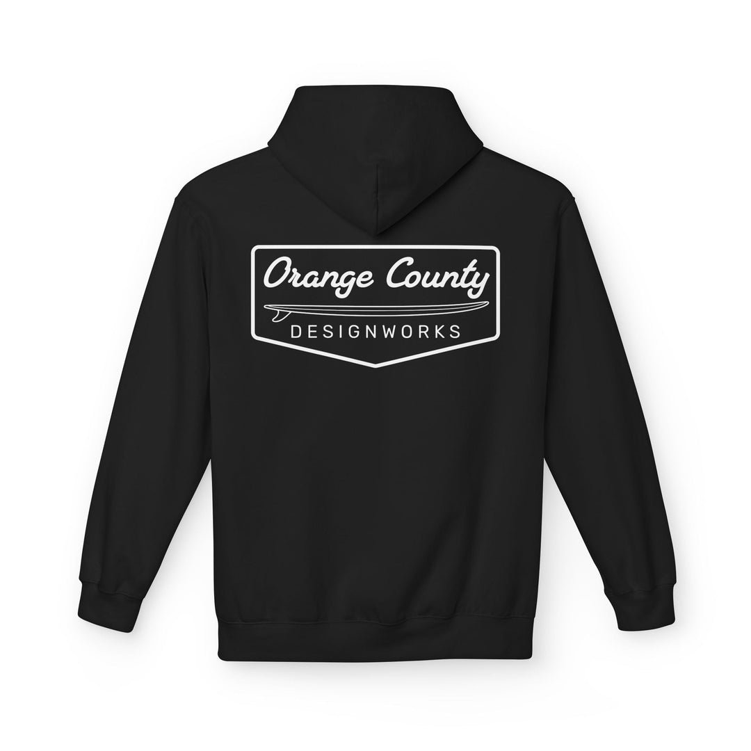 Heritage Hoodie — White Vintage Surf Logo - Hoodie - Black - OC Designworks