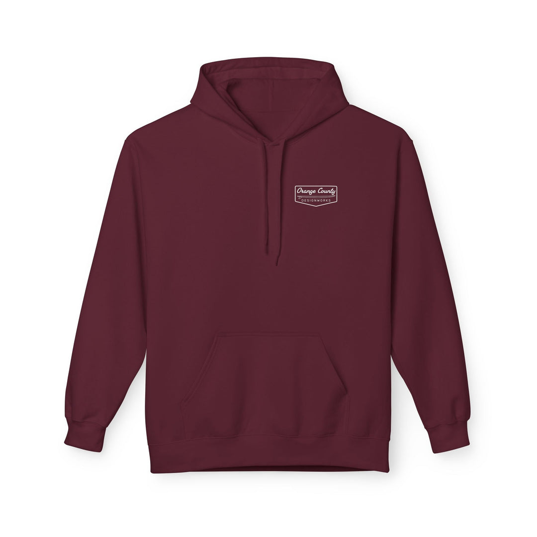 Heritage Hoodie — White Vintage Surf Logo - Hoodie - Maroon - OC Designworks