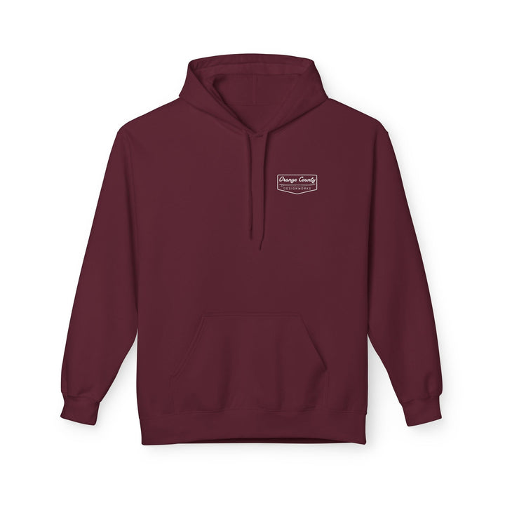 Heritage Hoodie — White Vintage Surf Logo - Hoodie - Maroon - OC Designworks