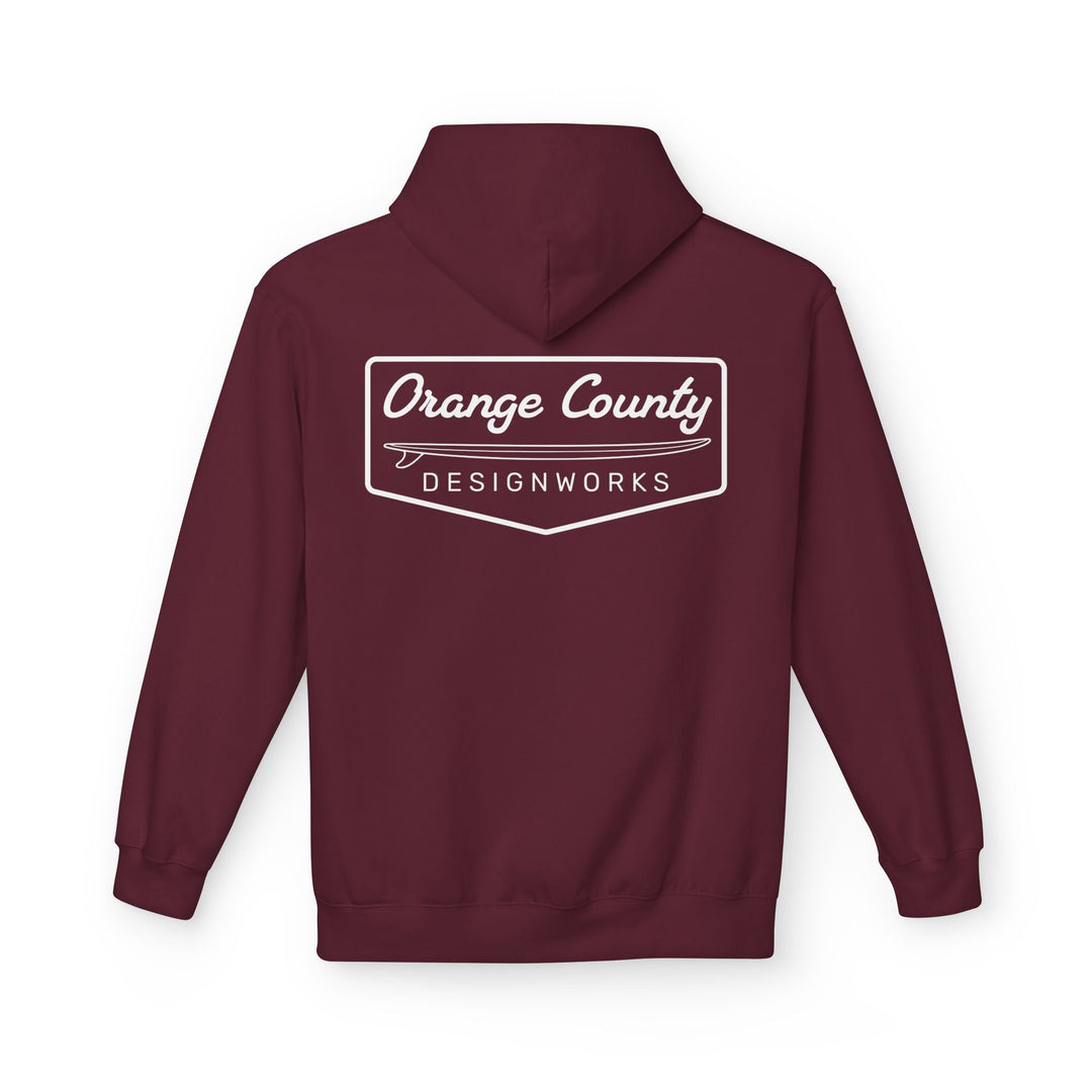 Heritage Hoodie — White Vintage Surf Logo - Hoodie - Maroon - OC Designworks