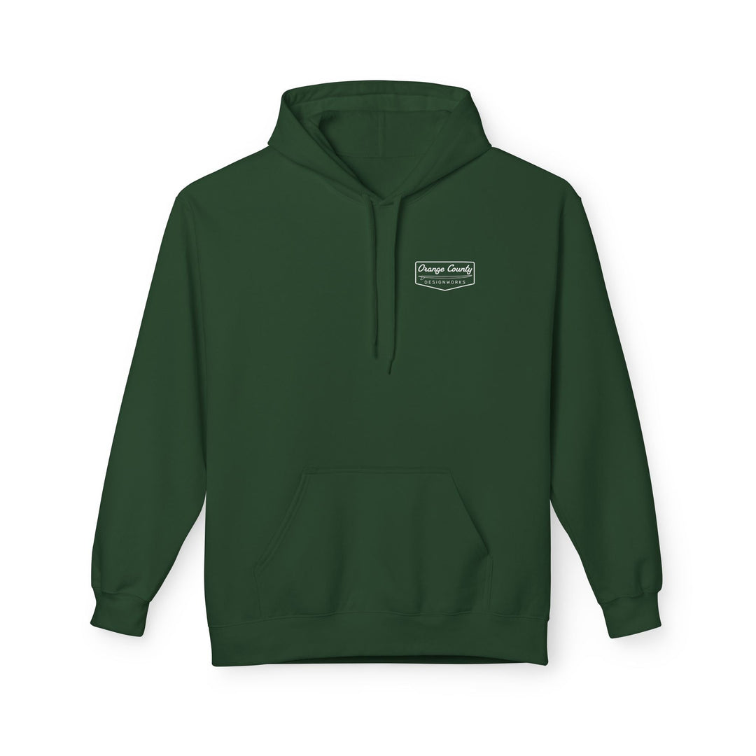 Heritage Hoodie — White Vintage Surf Logo - Hoodie - Forest Green - OC Designworks