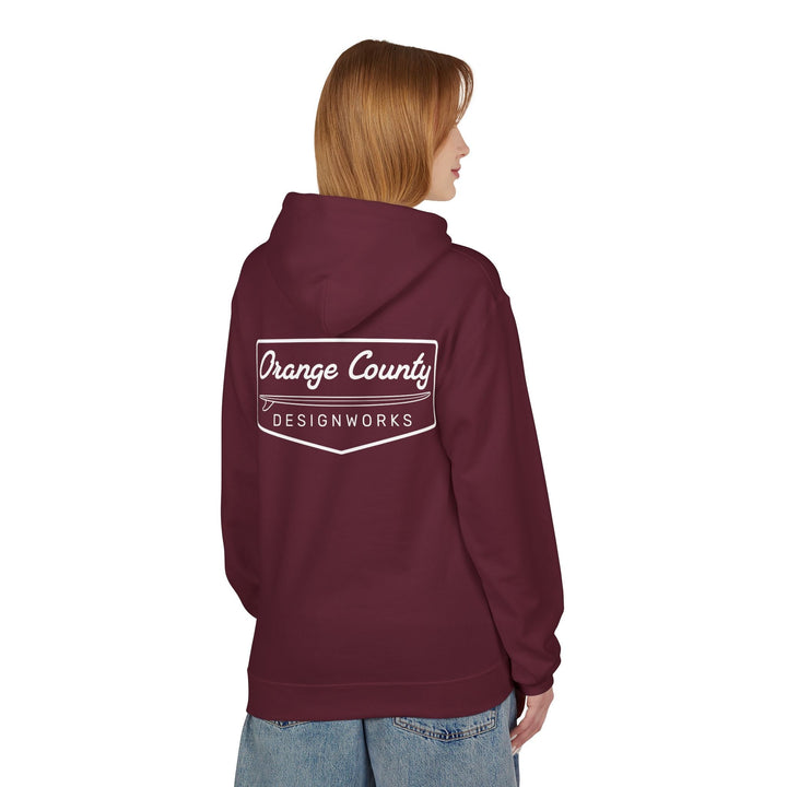 Heritage Hoodie — White Vintage Surf Logo - Hoodie - Maroon - OC Designworks