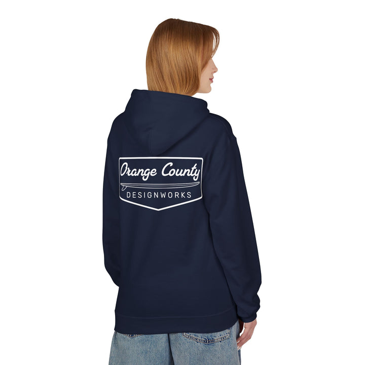 Heritage Hoodie — White Vintage Surf Logo - Hoodie - Navy - OC Designworks