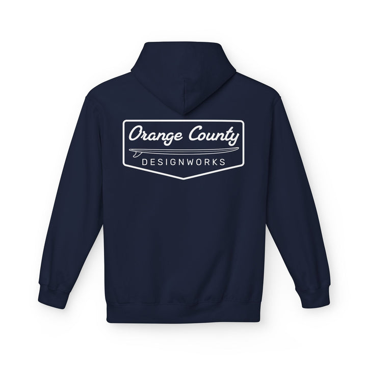 Heritage Hoodie — White Vintage Surf Logo - Hoodie - Navy - OC Designworks