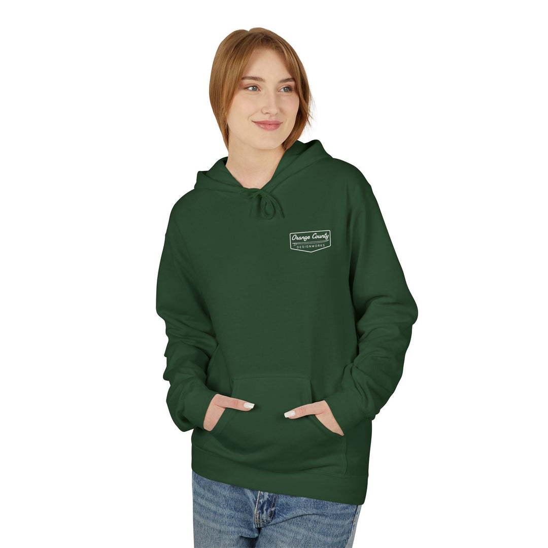 Heritage Hoodie — White Vintage Surf Logo - Hoodie - Forest Green - OC Designworks