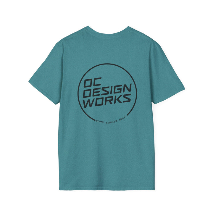 Heritage T-Shirt — Black Line Logo - T-Shirt - Heather Galapagos Blue - OC Designworks
