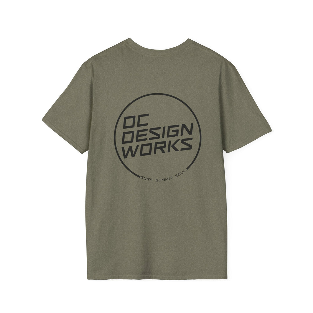 Heritage T-Shirt — Black Line Logo - T-Shirt - Heather Military Green - OC Designworks