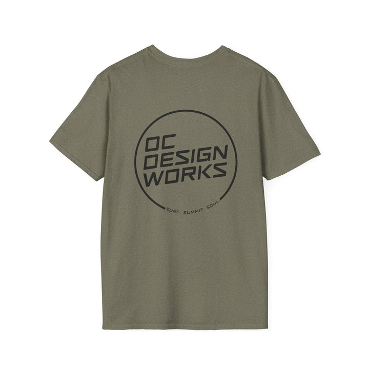 Heritage T-Shirt — Black Line Logo - T-Shirt - Heather Military Green - OC Designworks