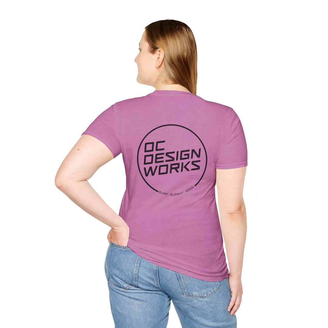 Heritage T-Shirt — Black Line Logo - T-Shirt - Heather Radiant Orchid - OC Designworks
