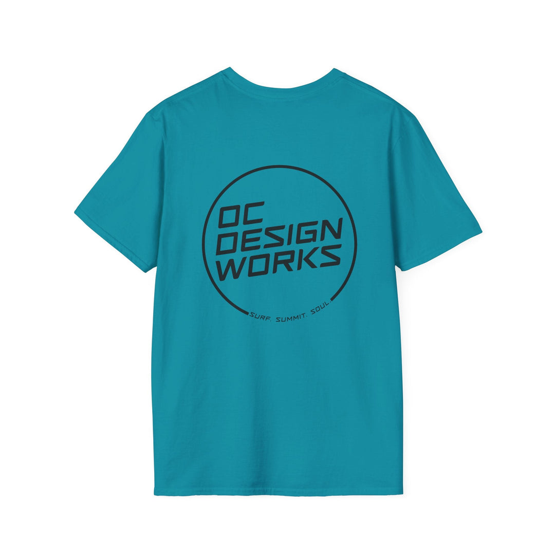 Heritage T-Shirt — Black Line Logo - T-Shirt - Tropical Blue - OC Designworks