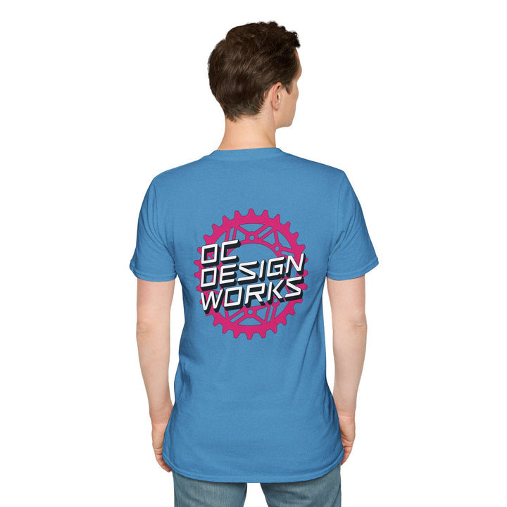 Heritage T-Shirt — Magenta Gear Logo - T-Shirt - Heather Sapphire - OC Designworks