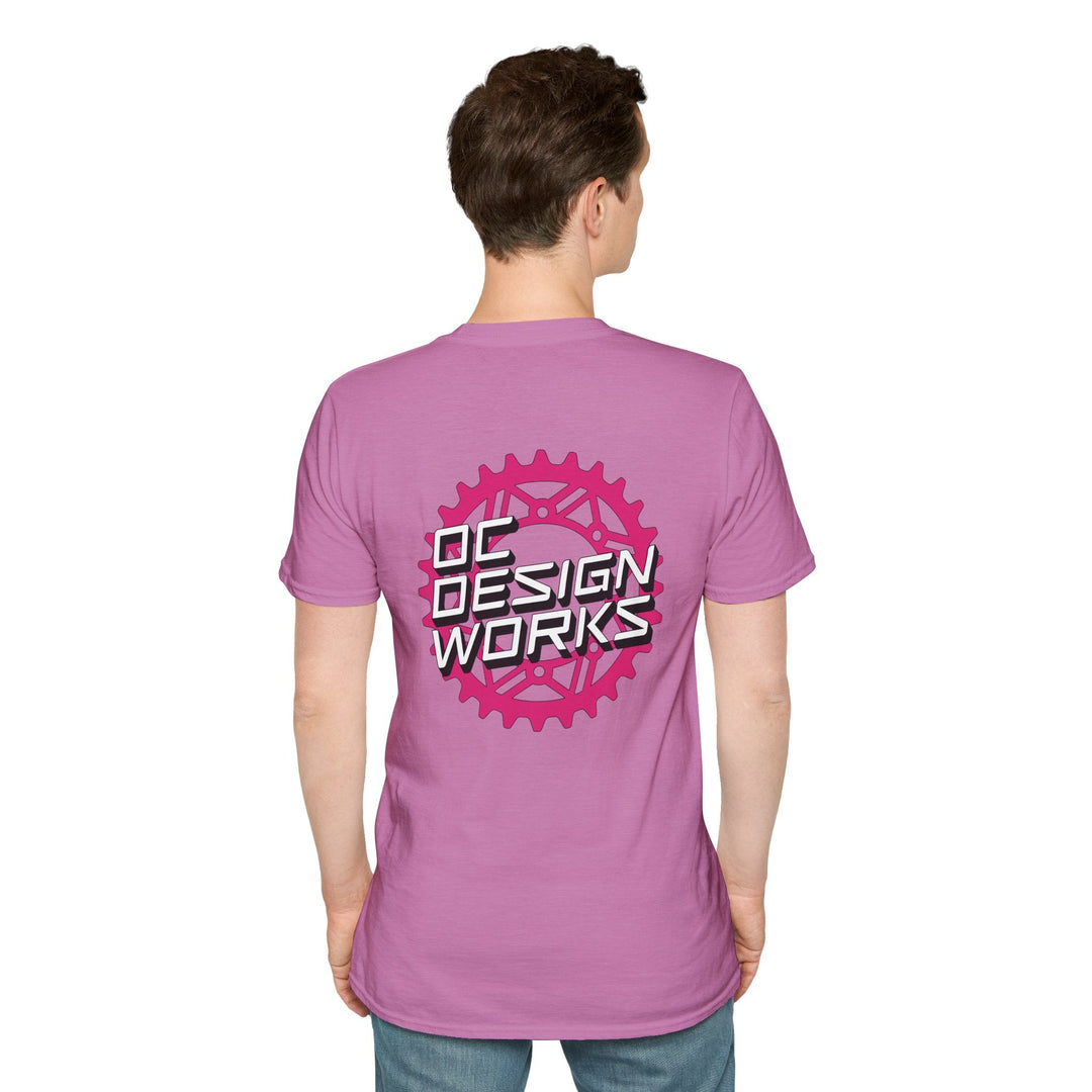 Heritage T-Shirt — Magenta Gear Logo - T-Shirt - Heather Radiant Orchid - OC Designworks