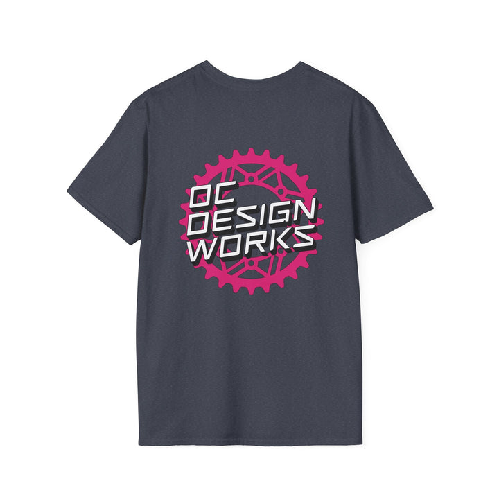 Heritage T-Shirt — Magenta Gear Logo - T-Shirt - Heather Navy - OC Designworks