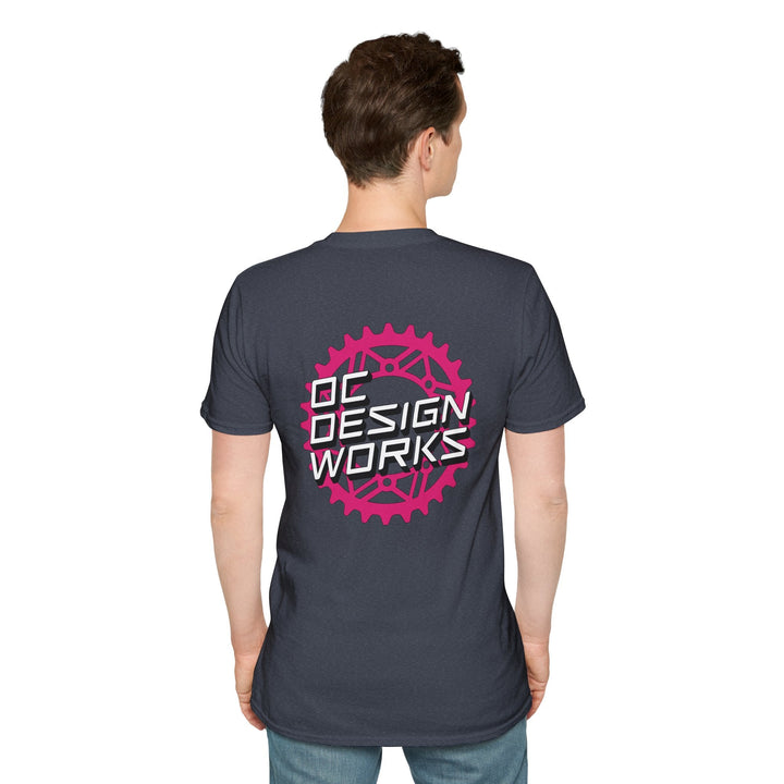 Heritage T-Shirt — Magenta Gear Logo - T-Shirt - Heather Navy - OC Designworks