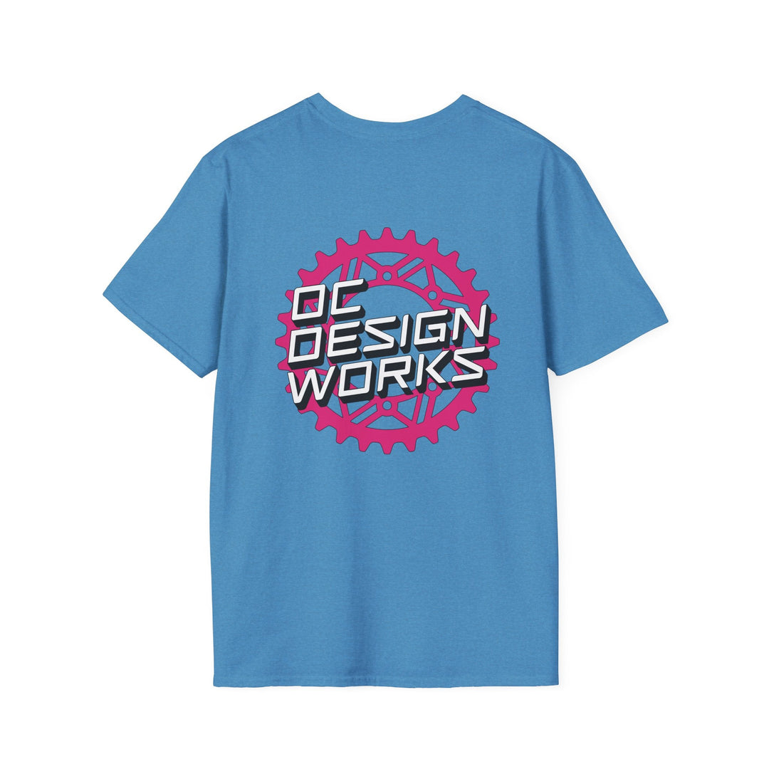 Heritage T-Shirt — Magenta Gear Logo - T-Shirt - Heather Sapphire - OC Designworks