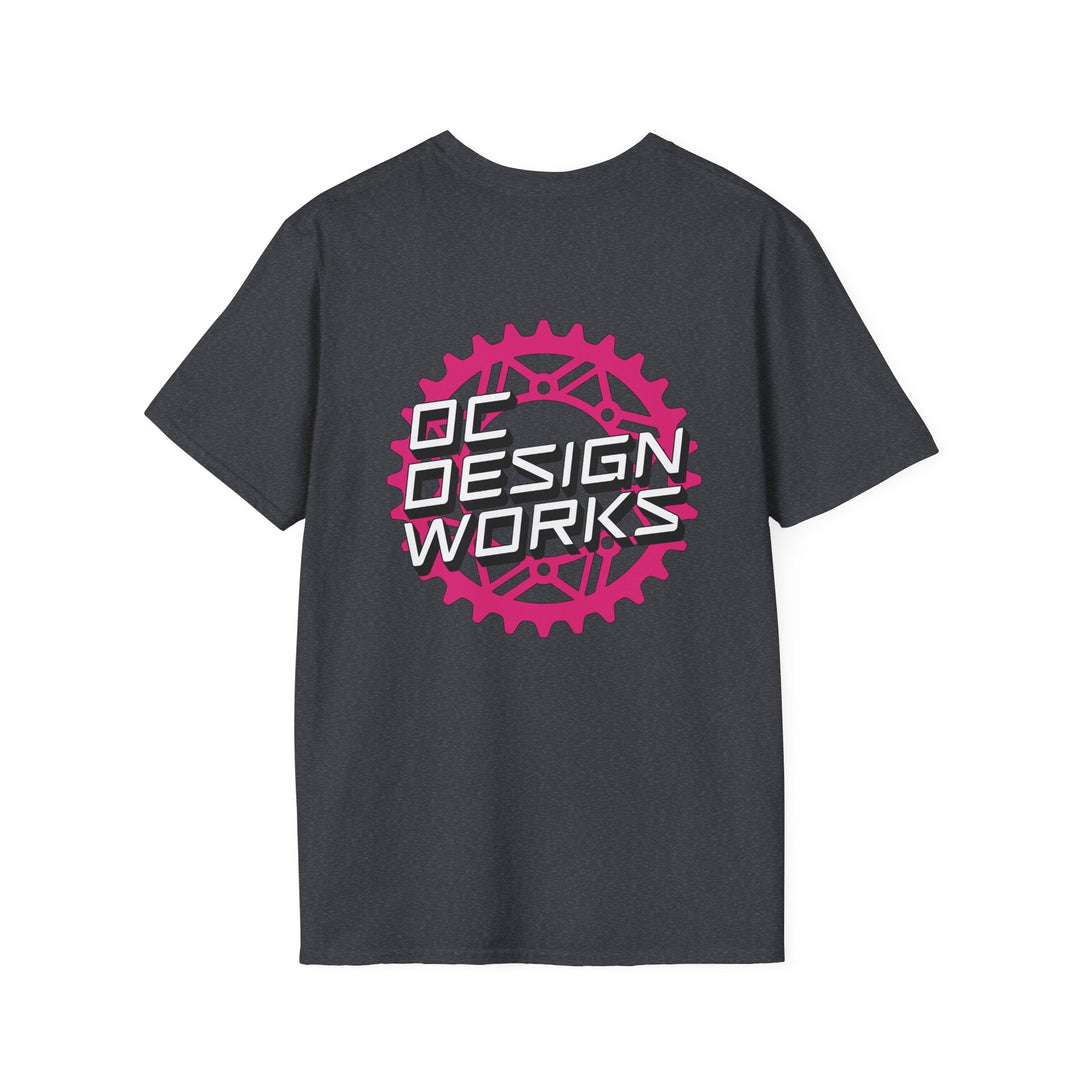 Heritage T-Shirt — Magenta Gear Logo - T-Shirt - Dark Heather Grey - OC Designworks
