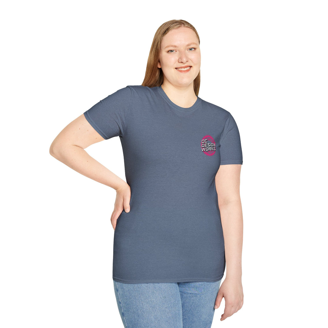 Heritage T-Shirt — Magenta Gear Logo - T-Shirt - Heather Indigo - OC Designworks