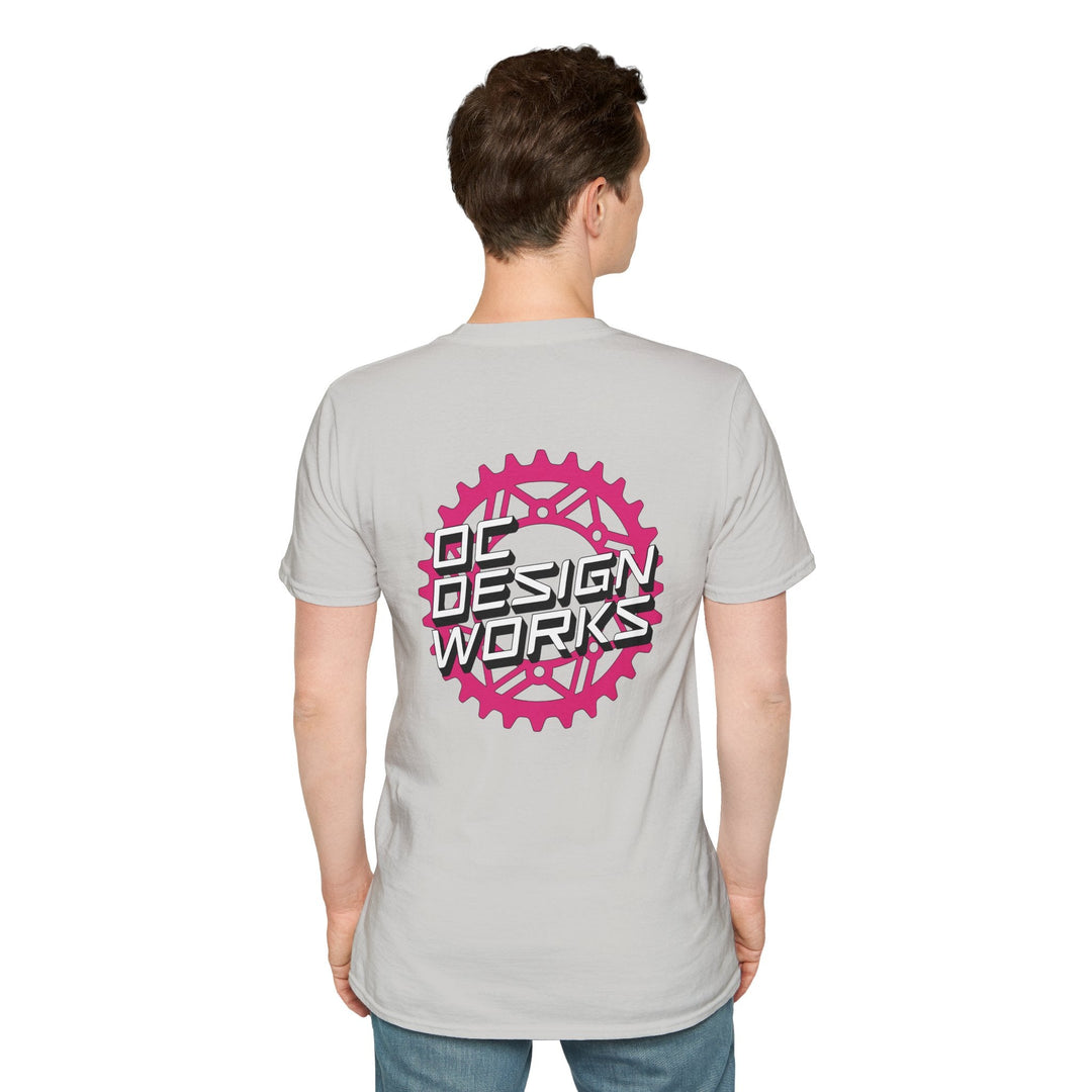 Heritage T-Shirt — Magenta Gear Logo - T-Shirt - Ice Grey - OC Designworks