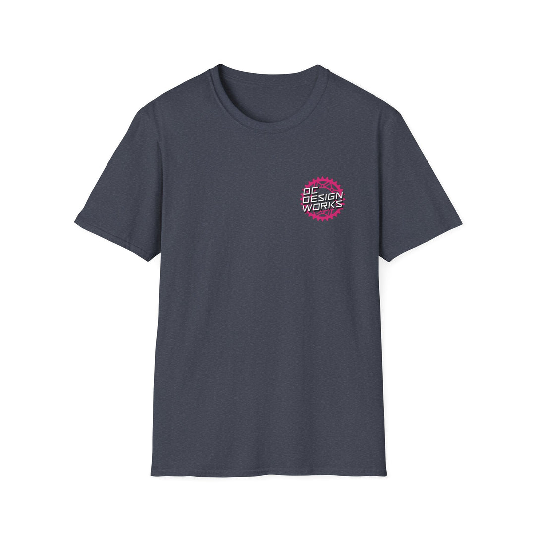 Heritage T-Shirt — Magenta Gear Logo - T-Shirt - Heather Navy - OC Designworks