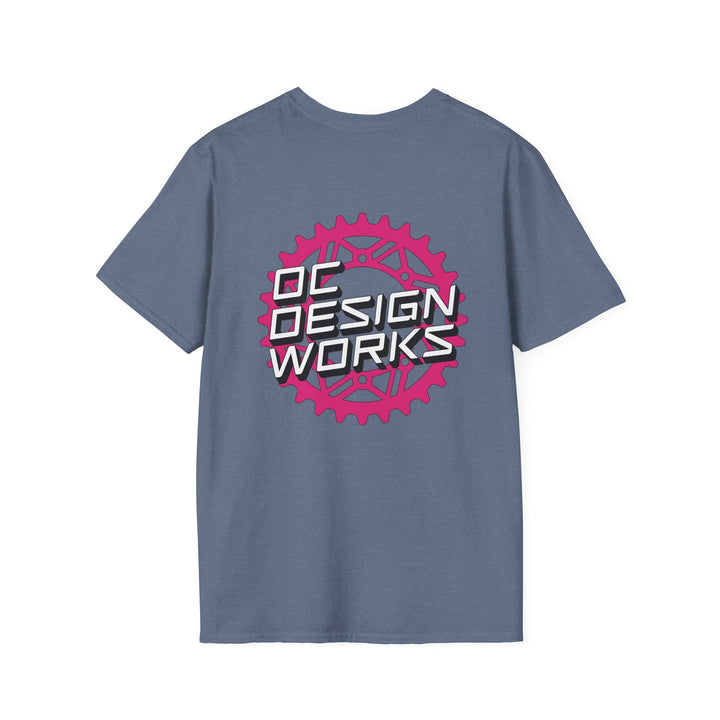 Heritage T-Shirt — Magenta Gear Logo - T-Shirt - Heather Indigo - OC Designworks