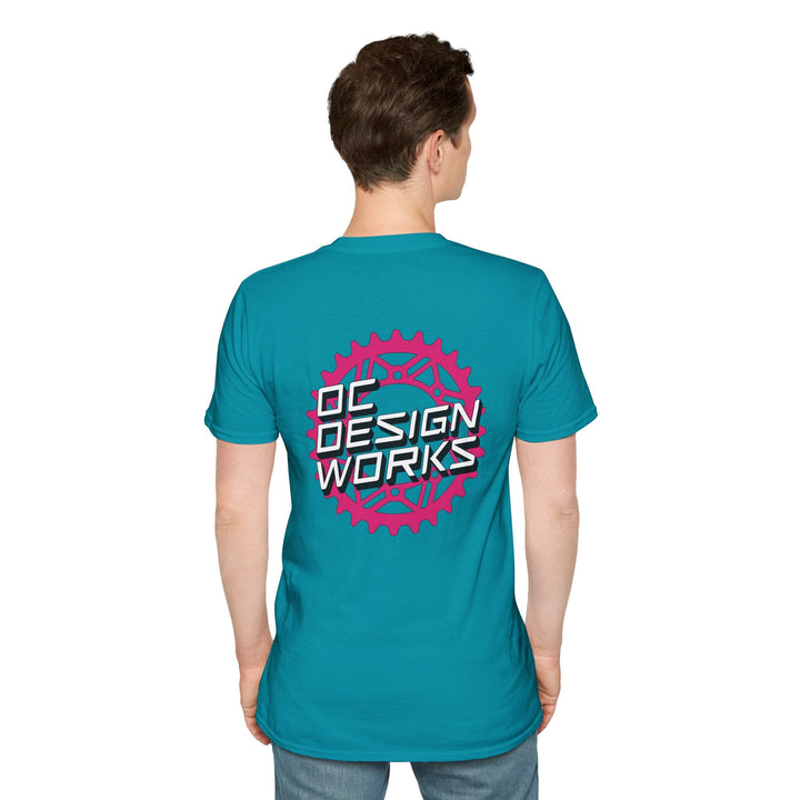 Heritage T-Shirt — Magenta Gear Logo - T-Shirt - Tropical Blue - OC Designworks