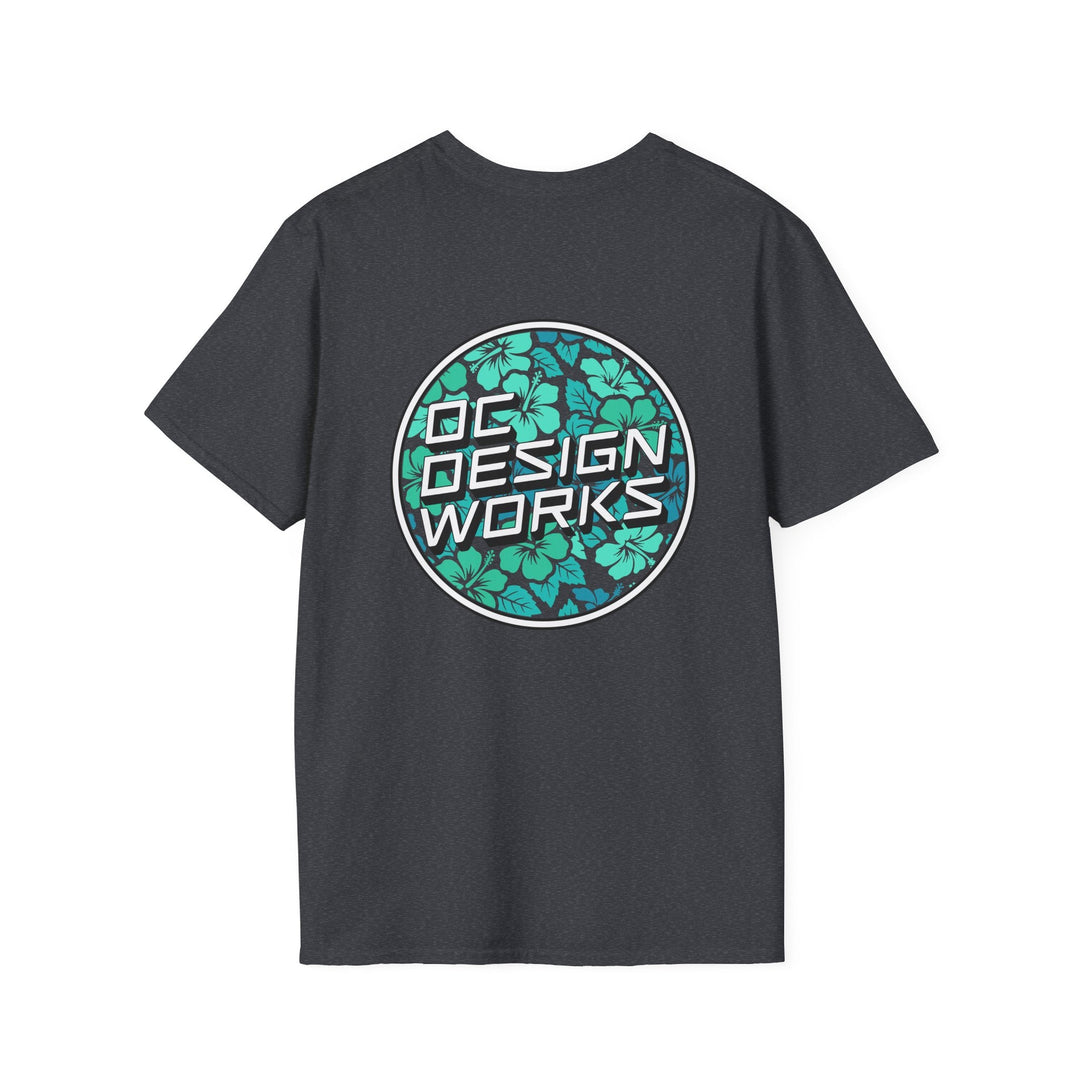 Heritage T-Shirt — Mint Hibiscus Logo - T-Shirt - Dark Heather Grey - OC Designworks