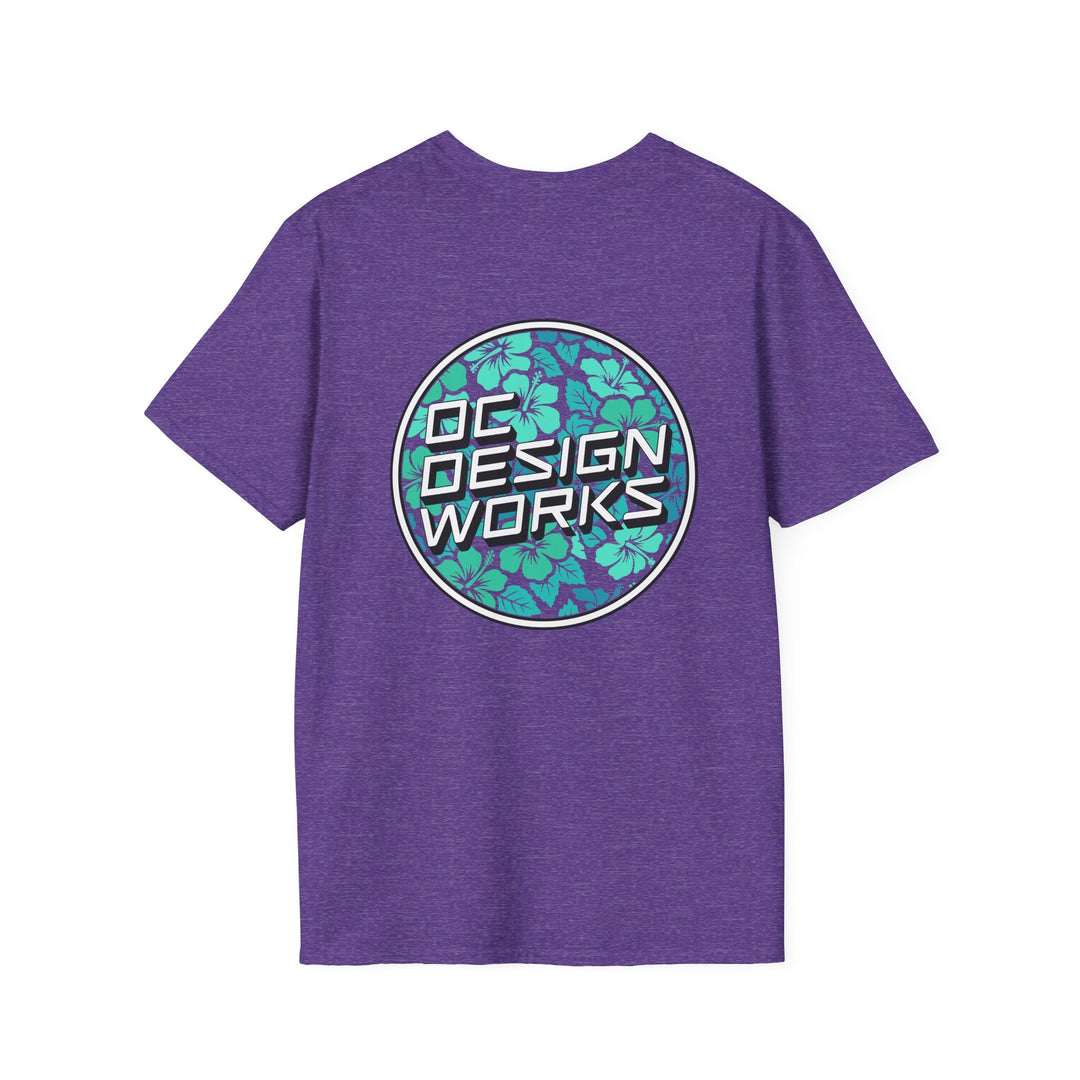 Heritage T-Shirt — Mint Hibiscus Logo - T-Shirt - Heather Purple - OC Designworks