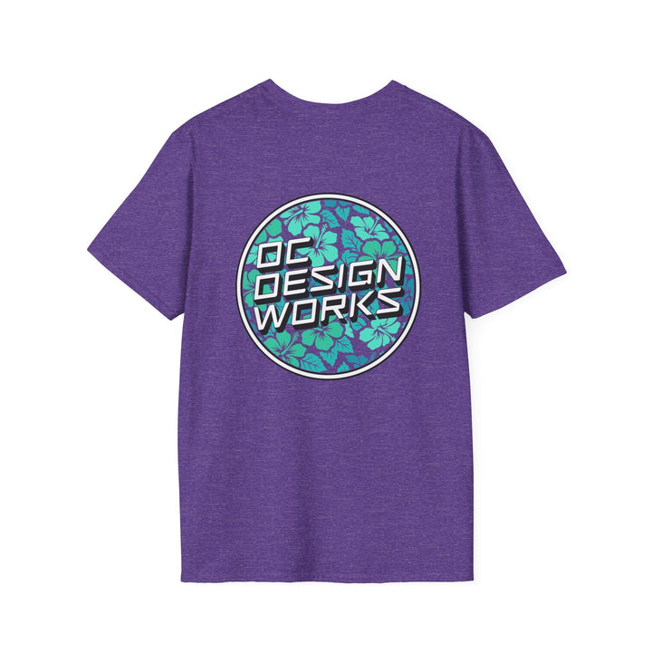 Heritage T-Shirt — Mint Hibiscus Logo - T-Shirt - Heather Purple - OC Designworks