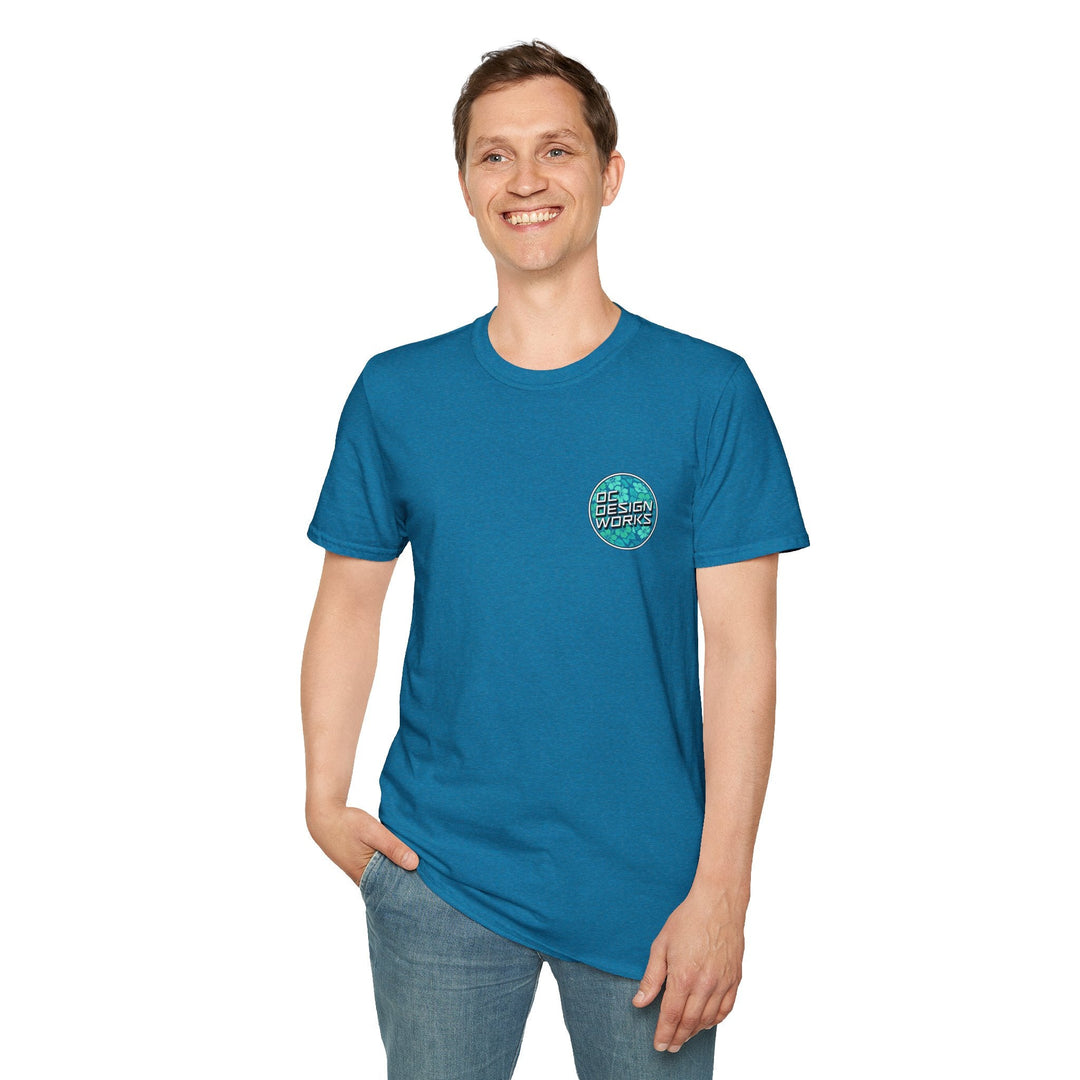 Heritage T-Shirt — Mint Hibiscus Logo - T-Shirt - Antique Sapphire - OC Designworks