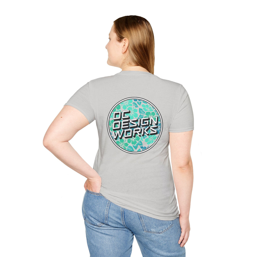 Heritage T-Shirt — Mint Hibiscus Logo - T-Shirt - Ice Grey - OC Designworks