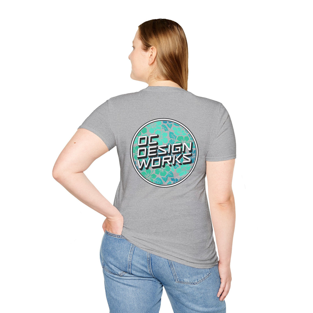 Heritage T-Shirt — Mint Hibiscus Logo - T-Shirt - Sport Grey - OC Designworks