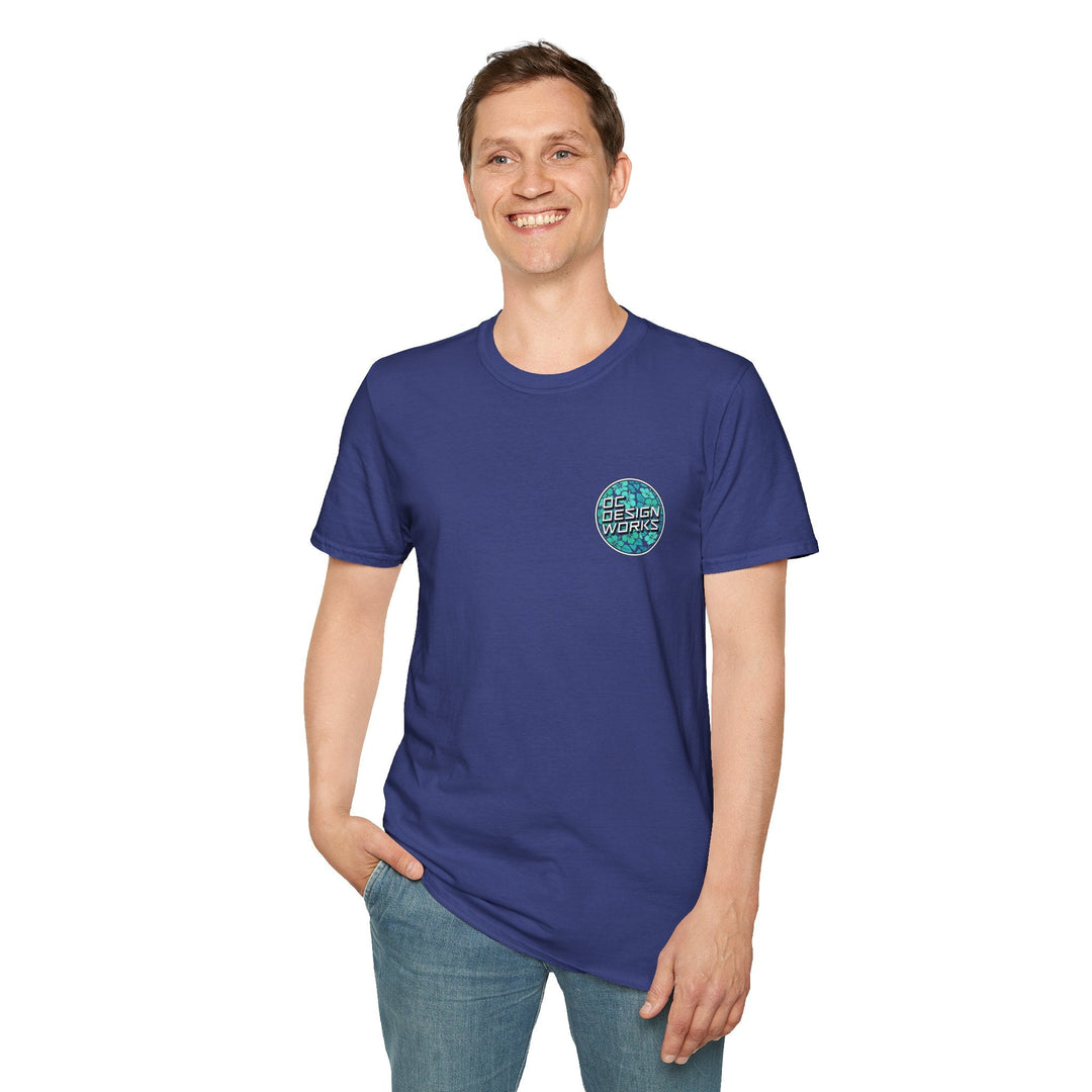 Heritage T-Shirt — Mint Hibiscus Logo - T-Shirt - Metro Blue - OC Designworks